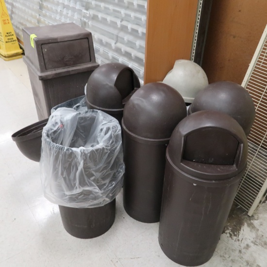 assorted waste receptacles
