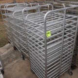 aluminum tray racks, on casters