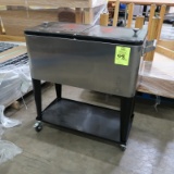 stainless ice chest on stand, w/ casters