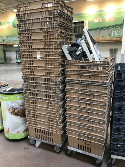 Group Of Plastic Crates W/ Dolleys