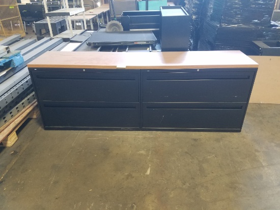 4 Drawer wood top file cabinet