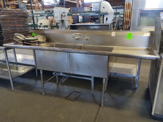 8ft x 30" stainless steel two compartment sink