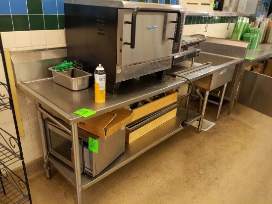 8ft x 30" x 43" stainless table with sink basin