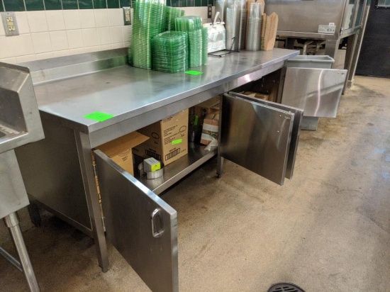 8ft x 30" x 38.5" stainless steel table with doors