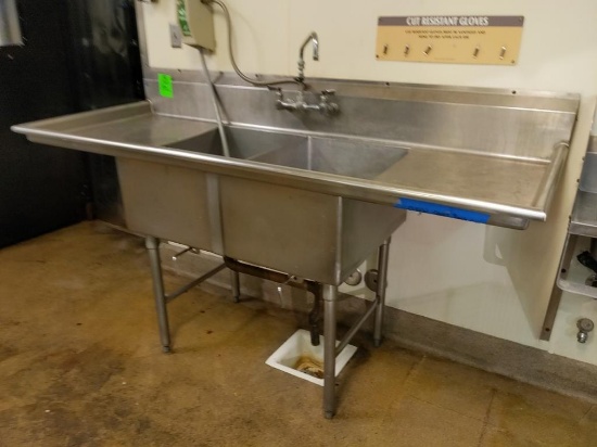 75" x 29" x 44" stainless steel 2 compartment sink