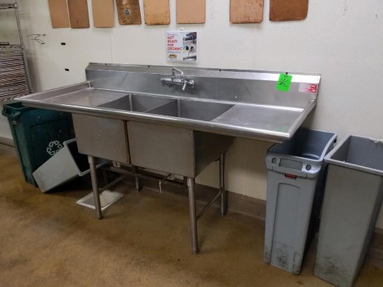 75" x 29" x 44" stainless steel 2 compartment sink