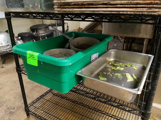Plastic tote with 2 pots
