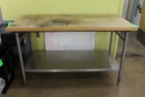 5’ Wood Top Bakery Table