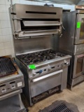 Unmarked Gas 6 Burner Range with Salamander