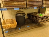 Assorted sheet pans, ice bucket, whicker basket