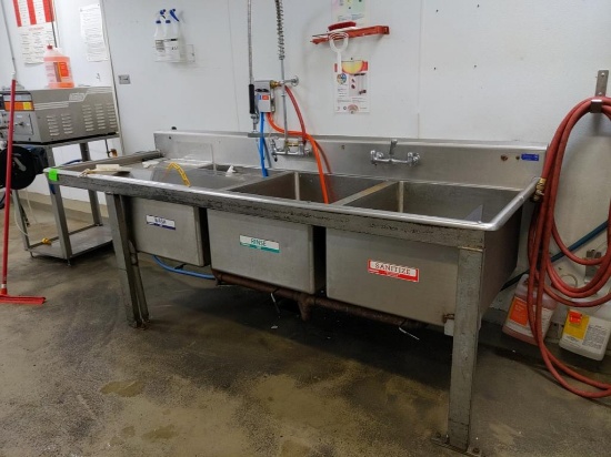 103" x 35" x 42" stainless steel 3 compartment