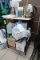 wire shelving unit, w/ wood top