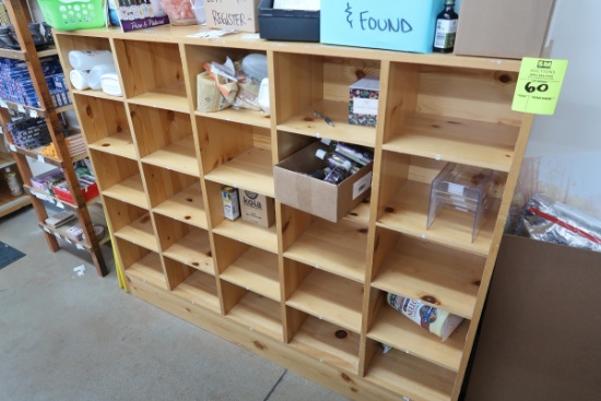 wooden cubby hole shelves w/ 25 cubbys