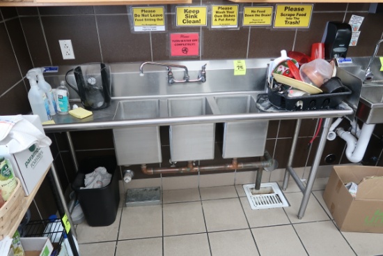 3-compartment sink w/ L & R drainboards