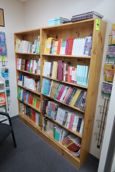 wooden bookshelves