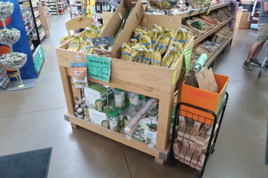 wooden produce merchandiser