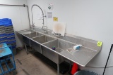 3-compartment sink w/ prewash spray, L & R drainboards