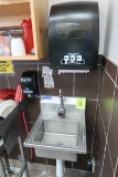 hand sink w/ motion activated valve, soap & towell dispenser