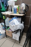wire shelving unit, w/ wood top