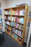 wooden bookshelves