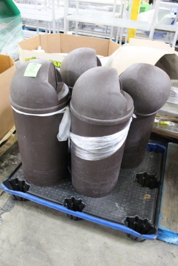 Pallet Of Torpedo Trash Cans