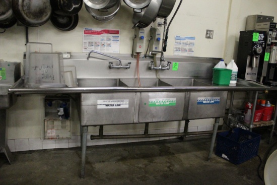 Stainless Steel Three Compartment Sink