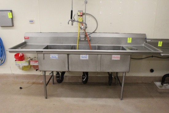 Stainless Steel Three Compartment Sink