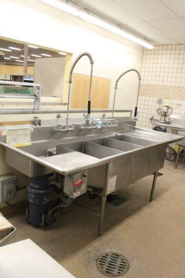 Stainless Steel Three Compartment Sink W/ Disposal