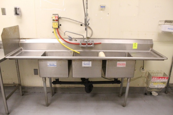 Stainless Steel Three Compartment Sink