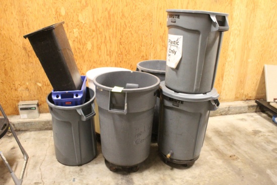 Group Of Assorted Trash Cans