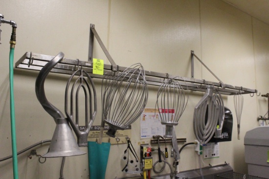 7' Utensil Rack W/ Assorted Mixer Attachments