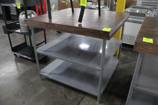 Wood Top Merchandising Table