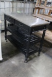 Stainless Top Wooden Table