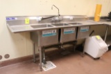 Stainless Steel Three Compartment Sink