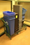 Flat Cart W/ Assorted Trash Cans