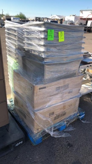 Pallet Of Table Carts And Plastic Tubs