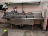 Stainless 3 Compartment Sink with side sink