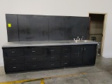 Millwork with stainless sink basin
