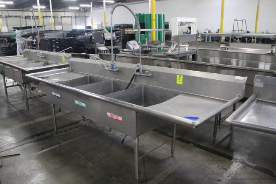 Stainless Steel Three Compartment Sink