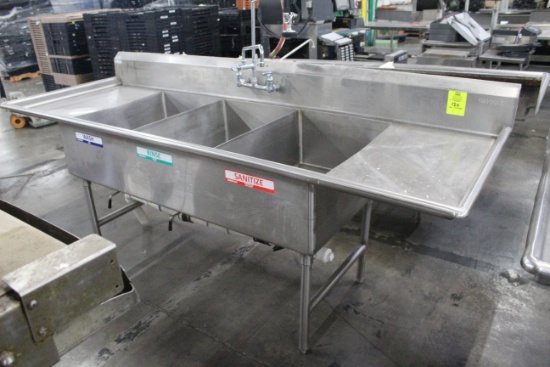 Stainless Steel Three Compartment Sink