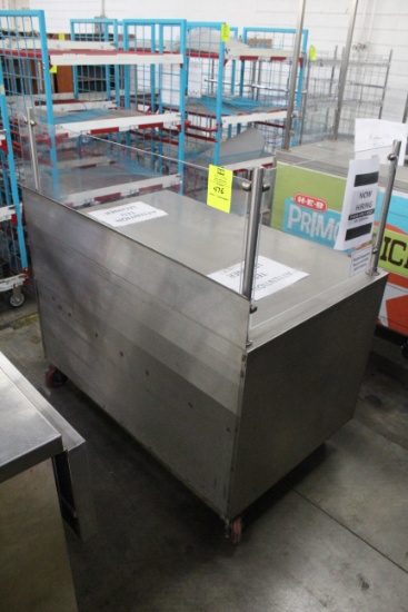 4' Stainless Table On Casters W/ Sneeze Guard