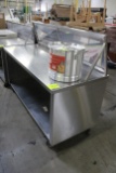 6' Stainless Table On Casters W/ Sneeze Guard