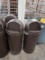 Rubbermaid torpedo trash cans, brown
