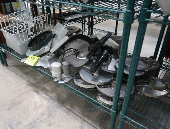 assorted food processor blades, some new
