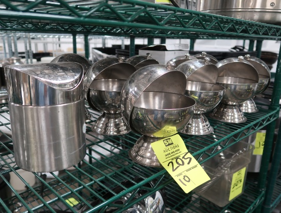 sample containers, plus countertop waste receptacle