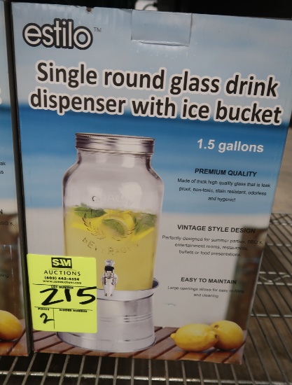 glass drink dispensers w/ ice buckets