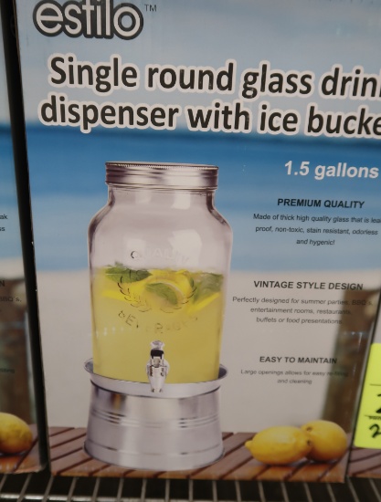 glass drink dispensers w/ ice buckets