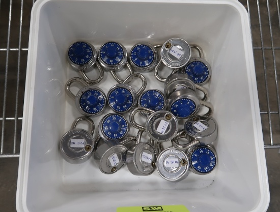 box of combination locks with combos