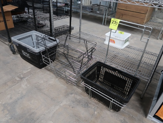 hand basket holder with a few hand baskets