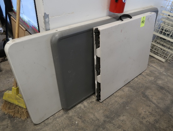 plastic topped folding tables, assorted sizes